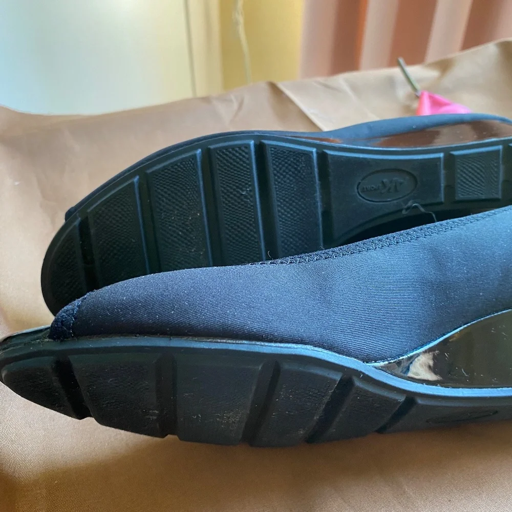 Anne Klein Sport Black Wedge Peep Toe Shoes